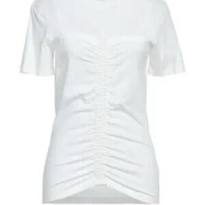 Sandro Cinch Front Ruched White Cotton Short Sleeve T Shirt 2 S